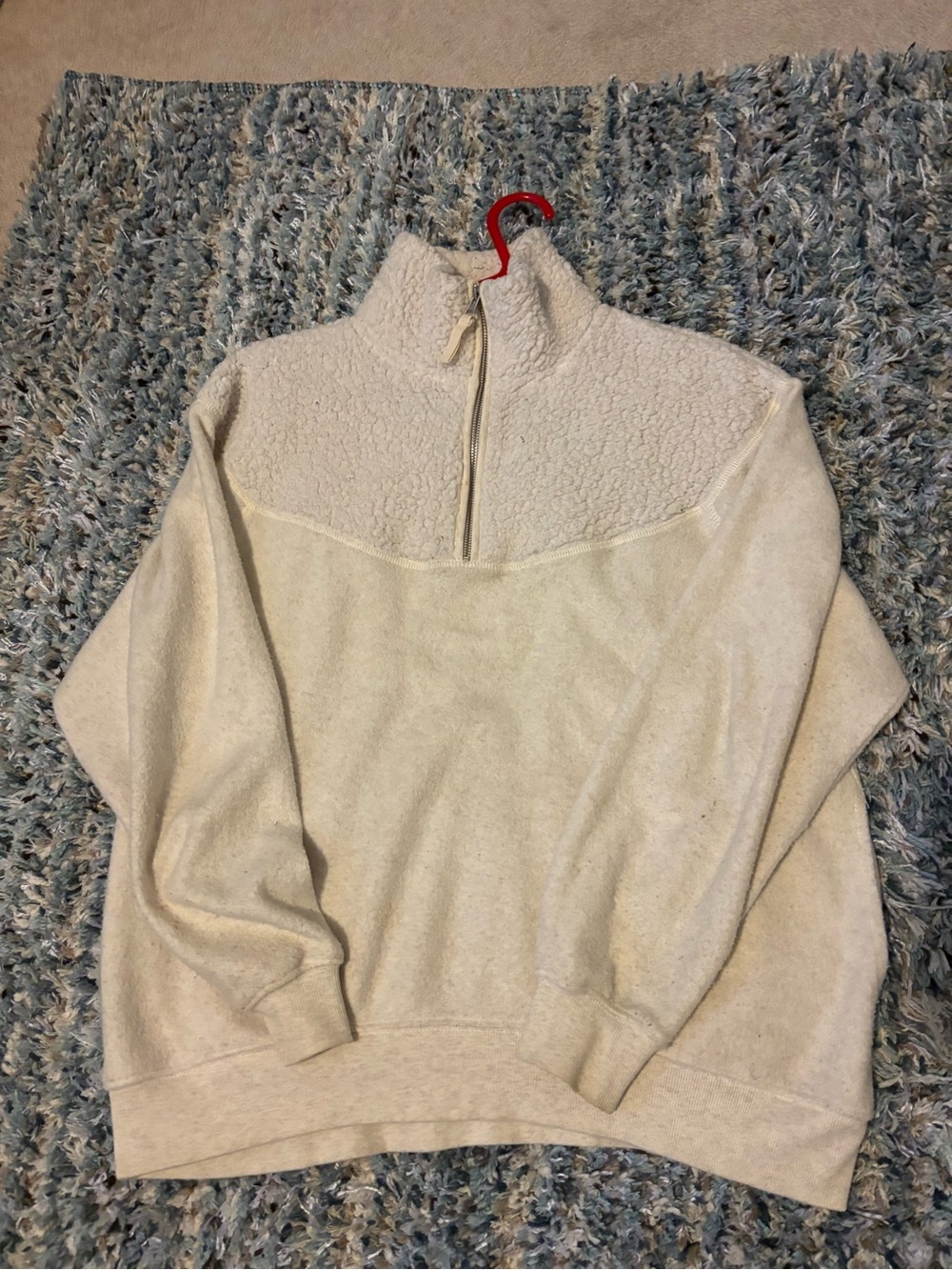 Aerie Cream Quarter-Zip Sherpa Pullover Sweater (FITS LIKE A small/medium)